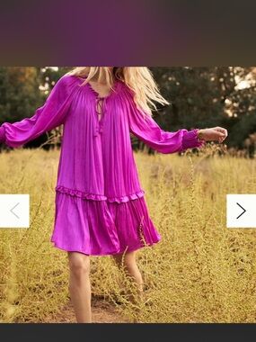 Anthropology Women's Fuchsia Peasant Dress - Comfortable Boho Style